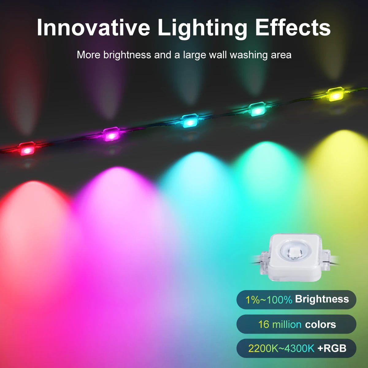 Aiopp Smart RGB Outdoor Lights IP68 Waterproof 60-LED Christmas