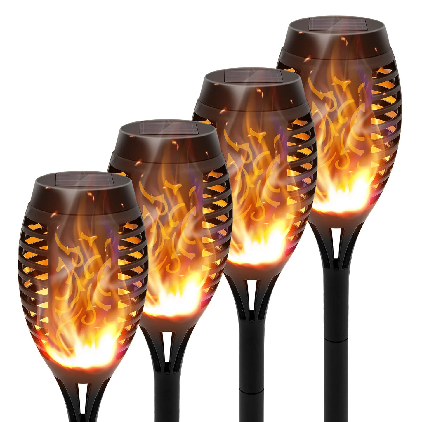 Solar Torch Lights With Flickering Flame Outdoor LED Waterproof Pathway