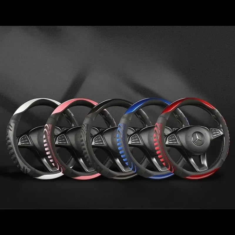 YUNCHEPIN Honeycomb Steering Wheel Cover Leather Anti Slip Universal