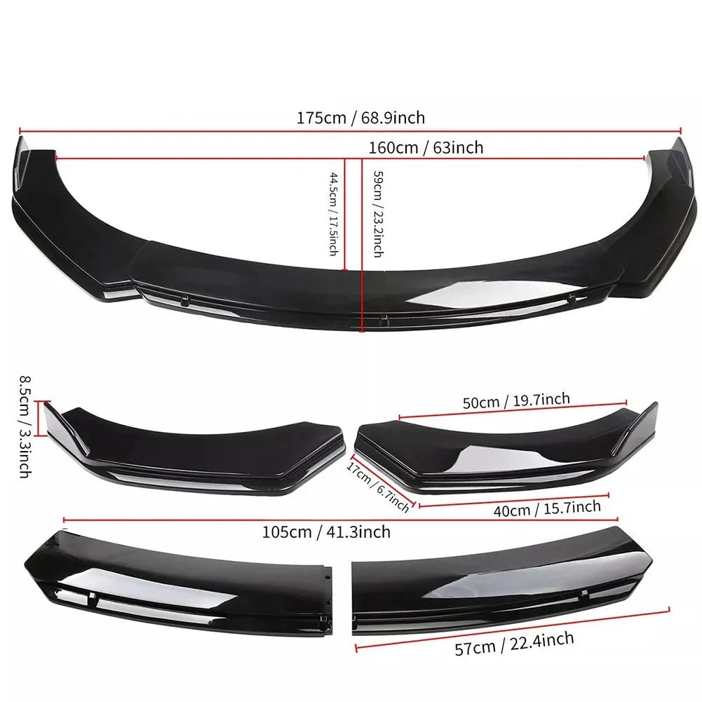 Front Bumper Lip Splitter Kit With Side Skirts For Sedans by superior interior and more