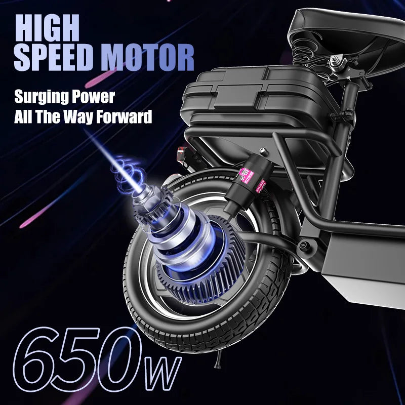 Folding Electric Scooter With Trunk 650W Peak Motor For Commuting