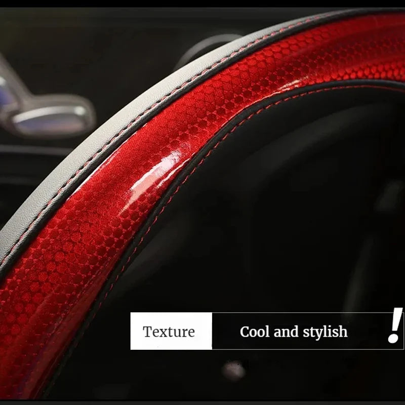 YUNCHEPIN Honeycomb Steering Wheel Cover Leather Anti Slip Universal