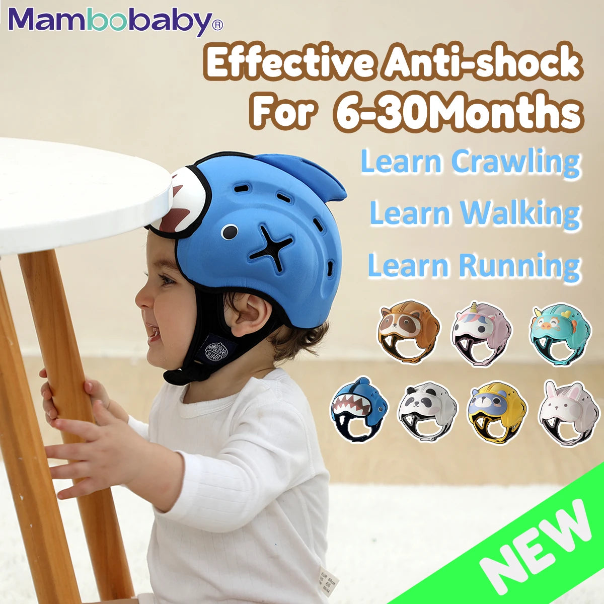 Mambobaby Safe Anti Shock Baby Helmet For Toddler Head Protection